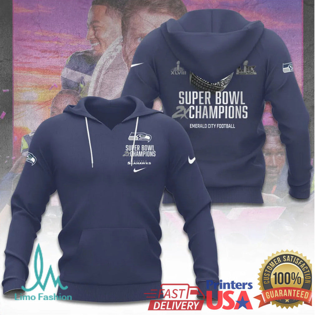 Seattle Seahawks 2X Super Bowl Champions Ring & Trophy Apparel Collection - Limotees LLC
