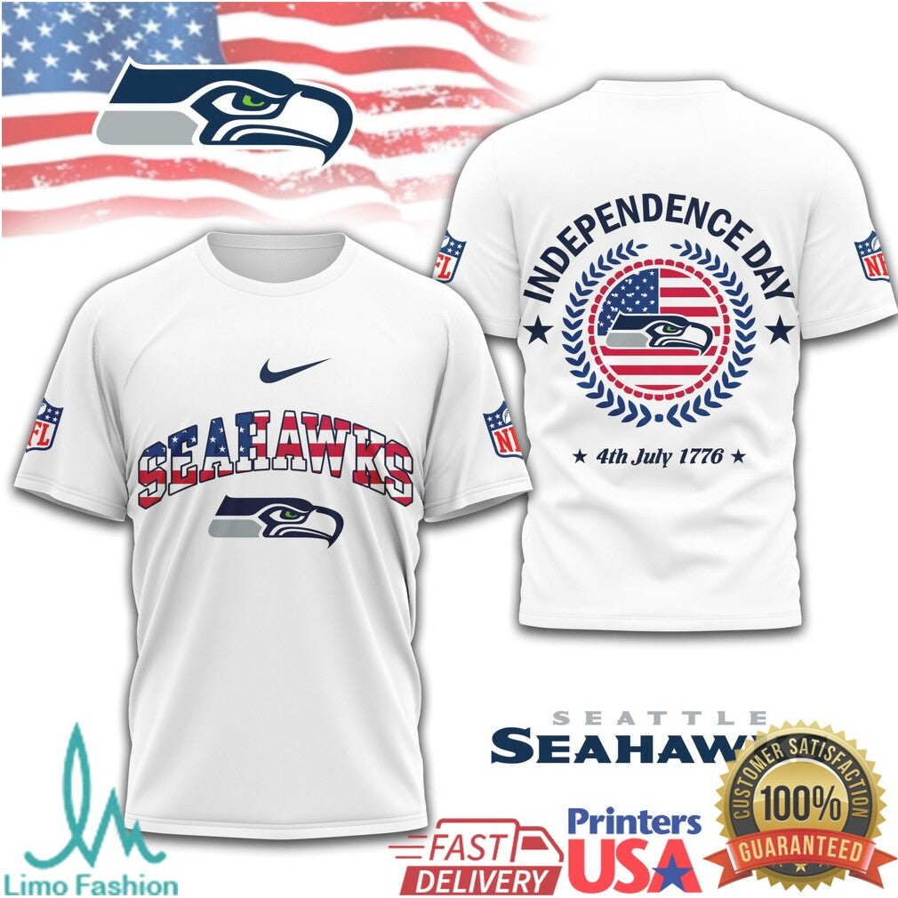Seattle Seahawks 4th of July Patriotic NFL Fan Gear T Shirt - Limotees LLC
