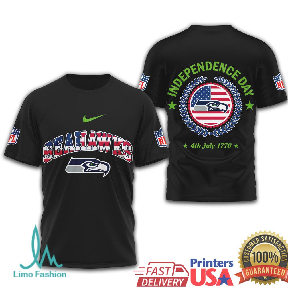 Seattle Seahawks 4th of July Patriotic NFL Fan Gear T Shirt - Limotees LLC