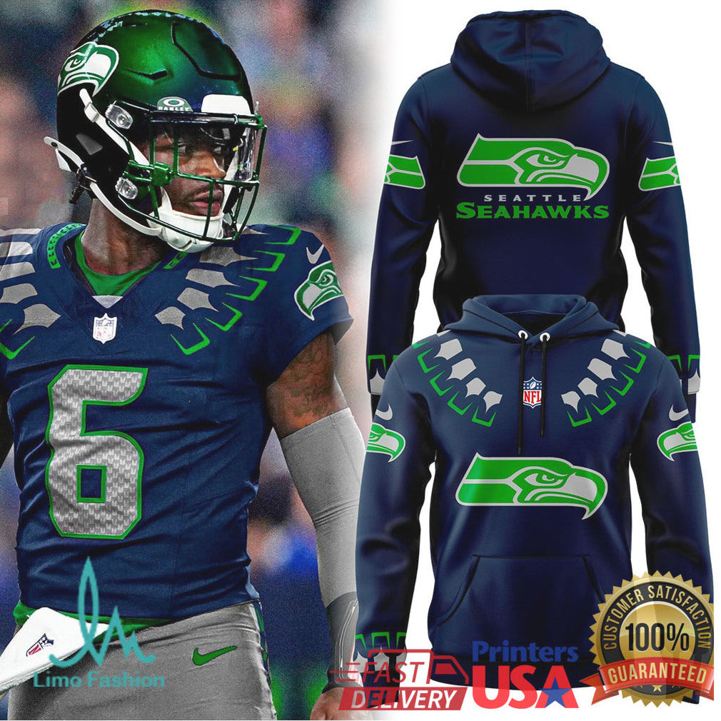 Seattle Seahawks Action Green & Navy Neon Totem Design Pullover - Limotees LLC