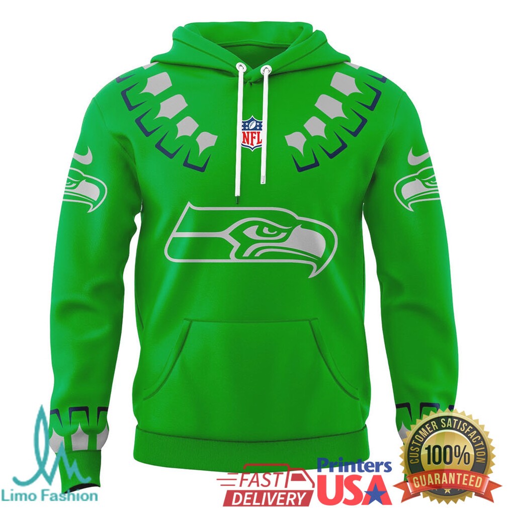 Seattle Seahawks Action Green & Navy Neon Totem Design Pullover - Limotees LLC