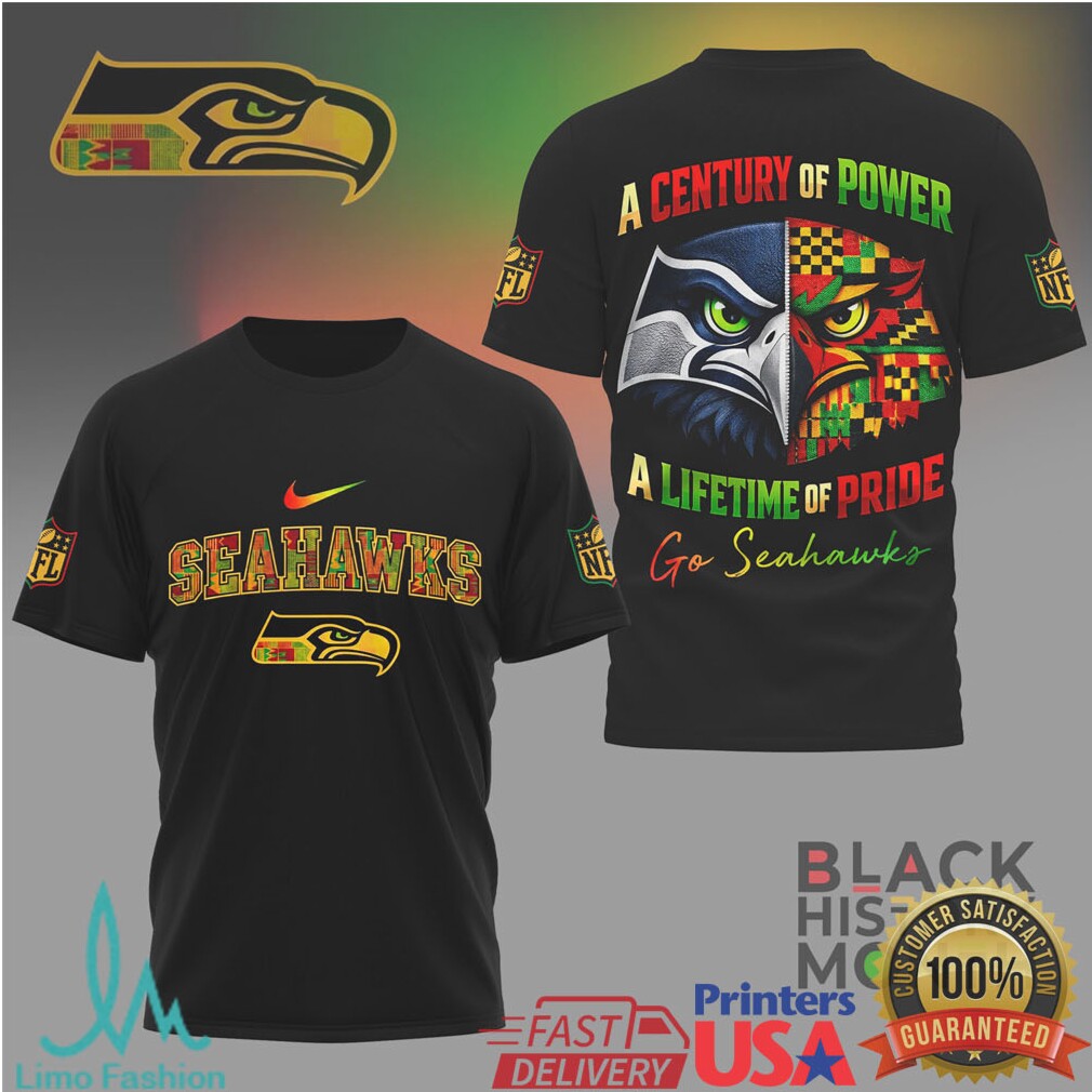Seattle Seahawks Black History Month “A Century of Power” T Shirt - Limotees LLC