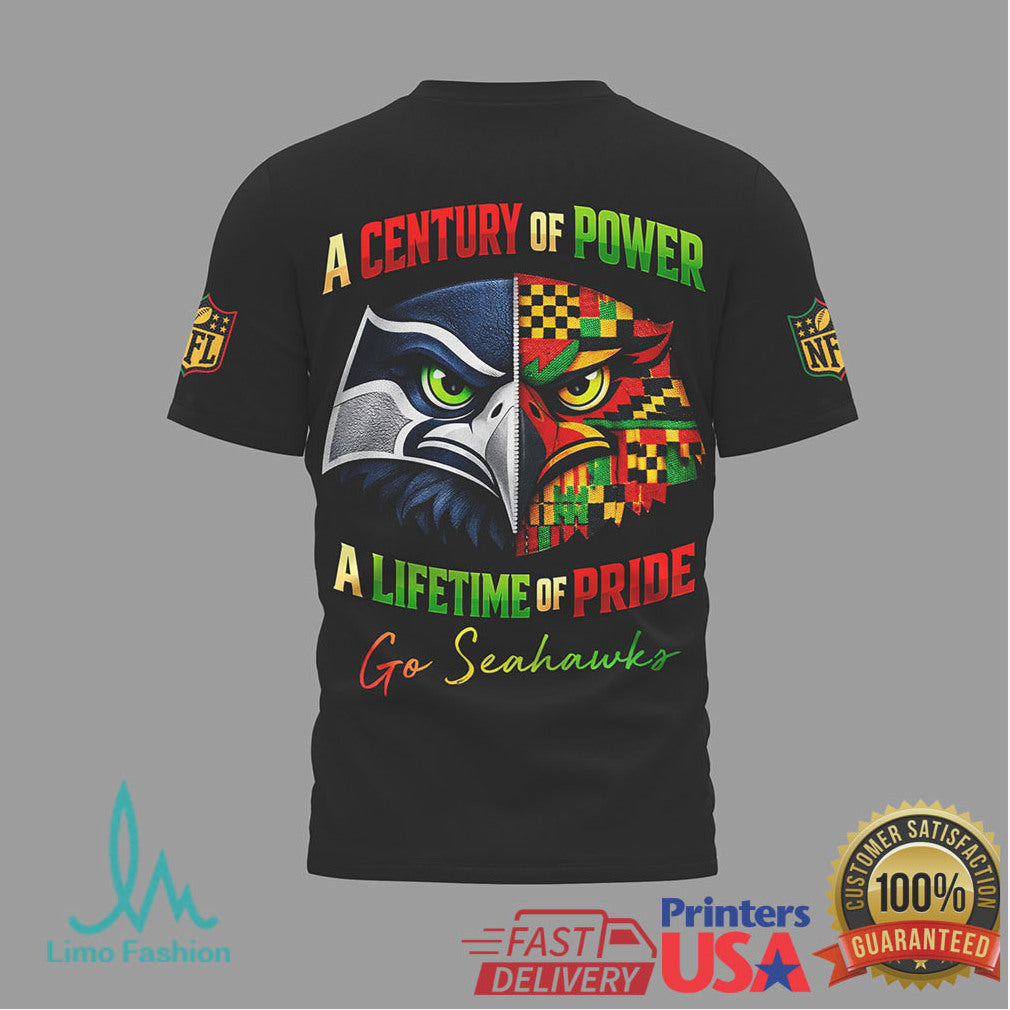 Seattle Seahawks Black History Month “A Century of Power” T Shirt - Limotees LLC