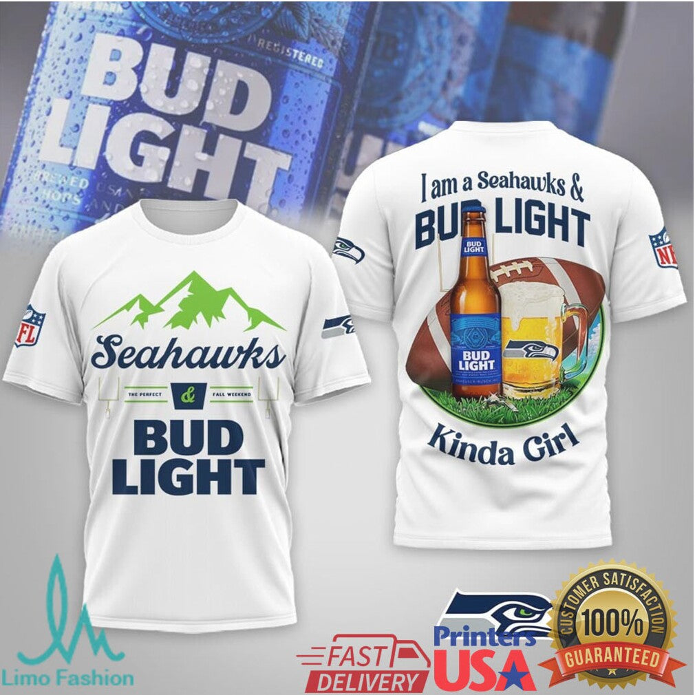 Seattle Seahawks Bud Light Kinda Guy Girl Tshirt Hoodie - Limotees LLC