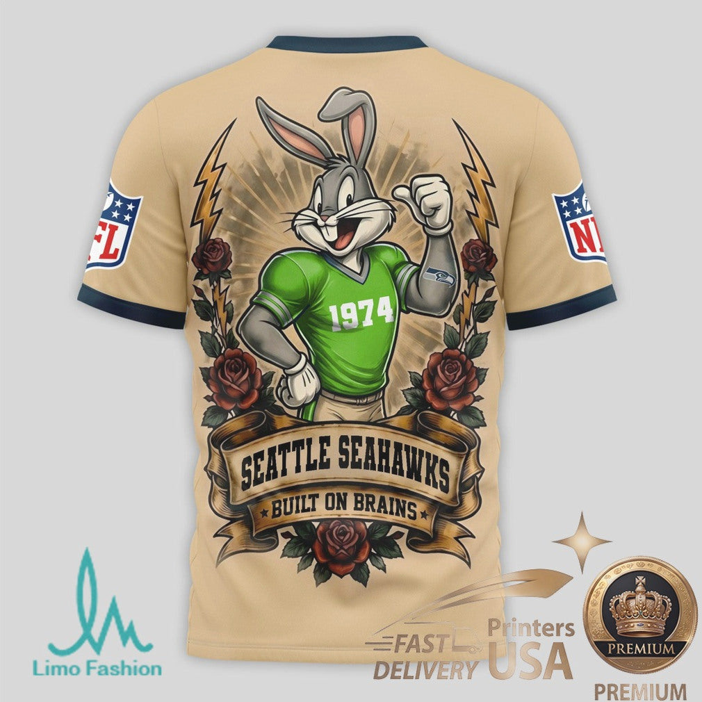 Seattle Seahawks Bugs Bunny Football Cartoon Graphic Jersey T Shirt - Limotees LLC
