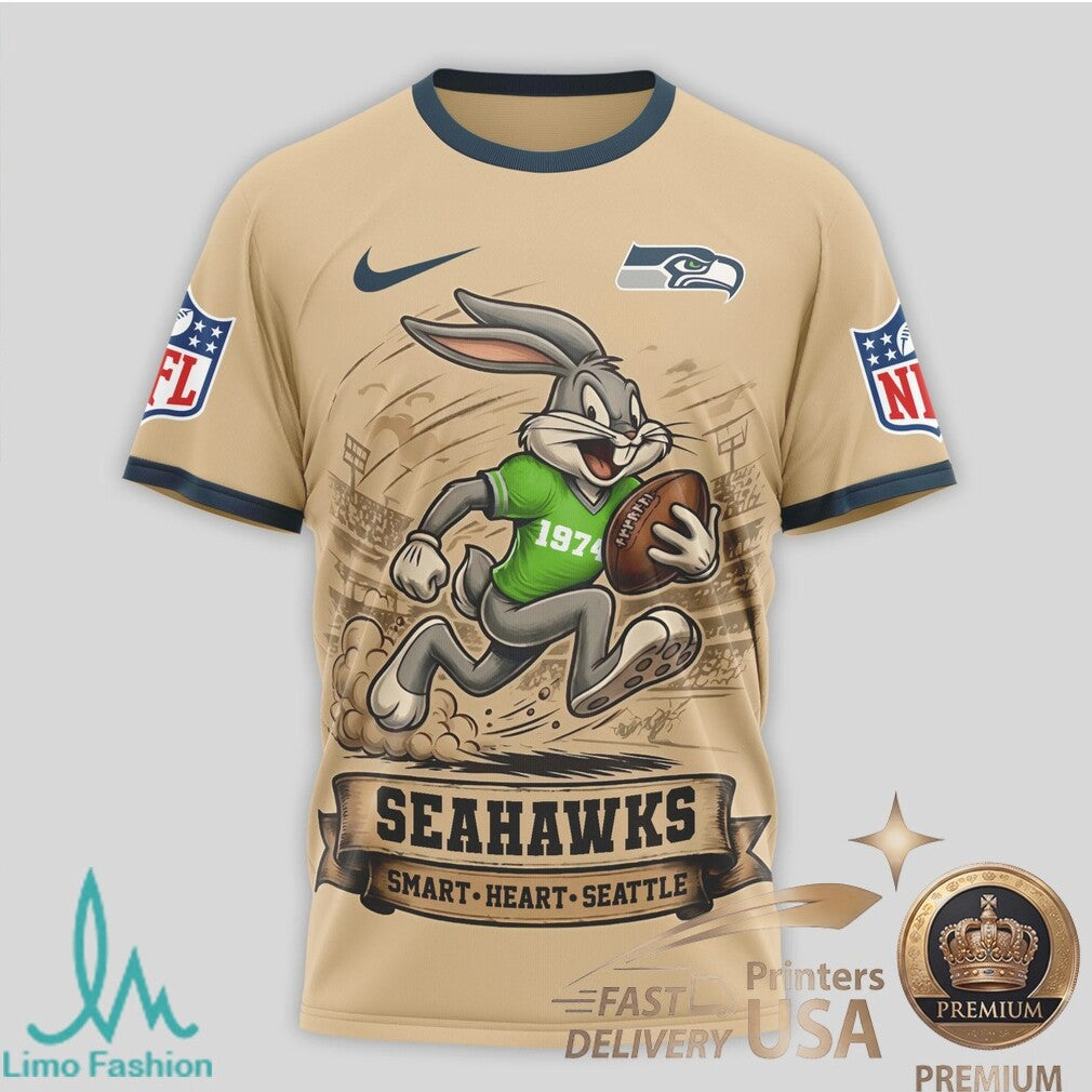Seattle Seahawks Bugs Bunny Football Cartoon Graphic Jersey T Shirt - Limotees LLC