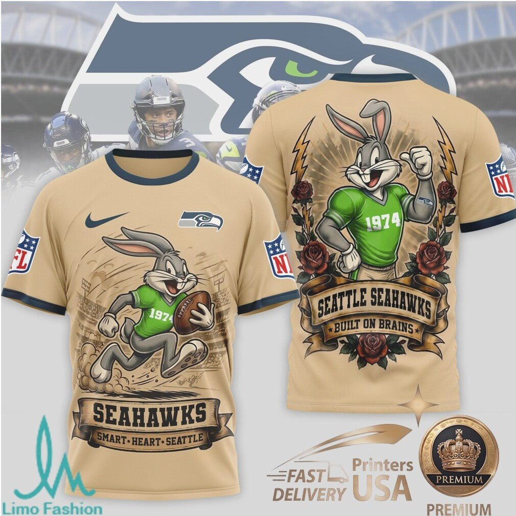 Seattle Seahawks Bugs Bunny Football Cartoon Graphic Jersey T Shirt - Limotees LLC