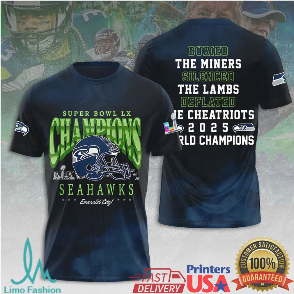 Seattle Seahawks “Buried The Miners” Super Bowl LX 2026 World Champions Gear - Limotees LLC