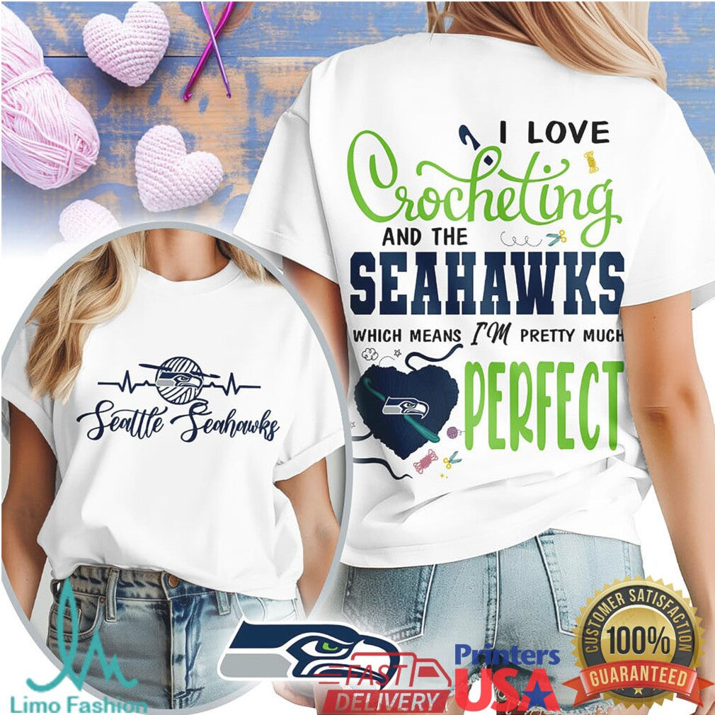 Seattle Seahawks Crochet Fan Shirt I Love Crocheting & Seahawks - Limotees LLC