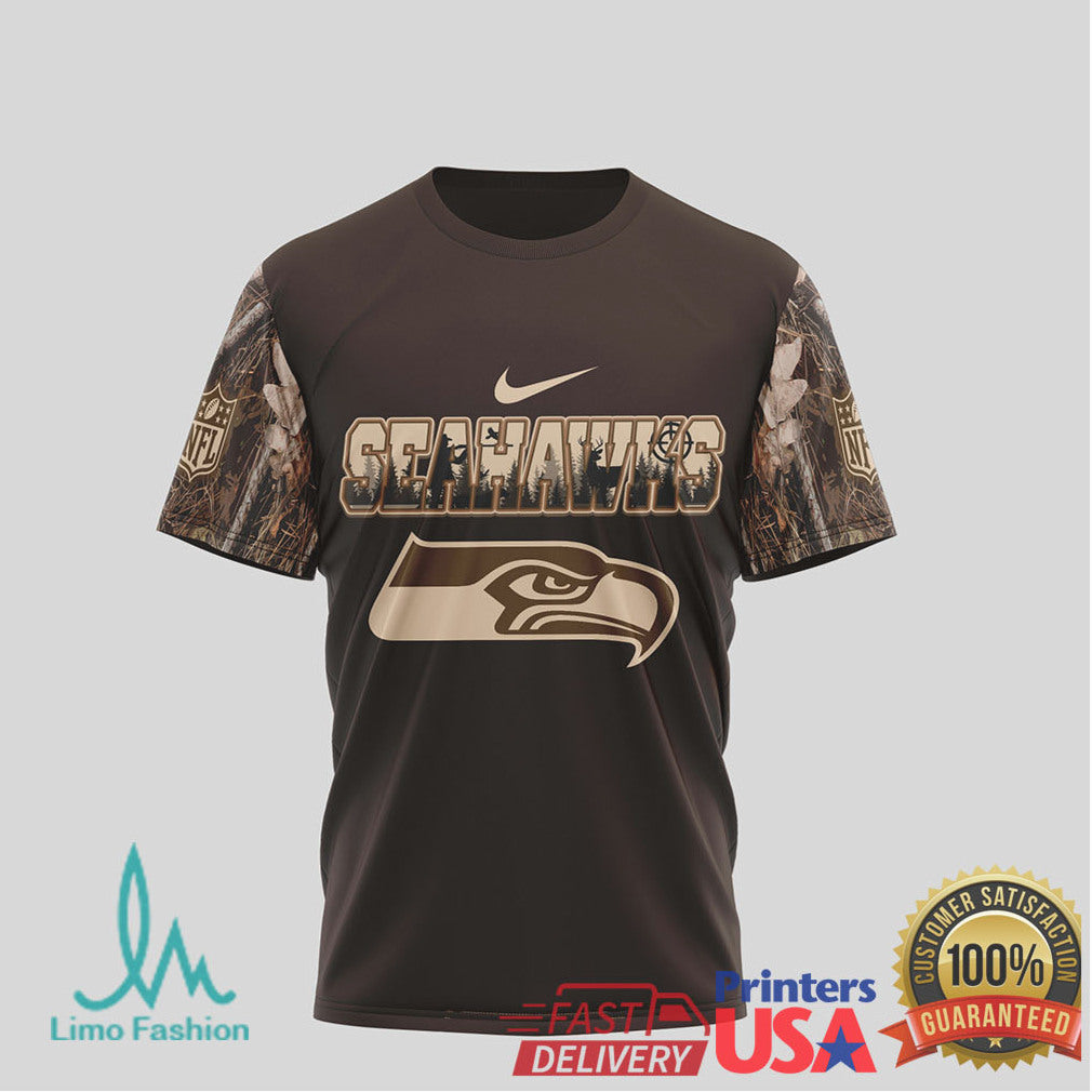 Seattle Seahawks Deer Hunting Camo 3D All Over Print T Shirt - Limotees LLC