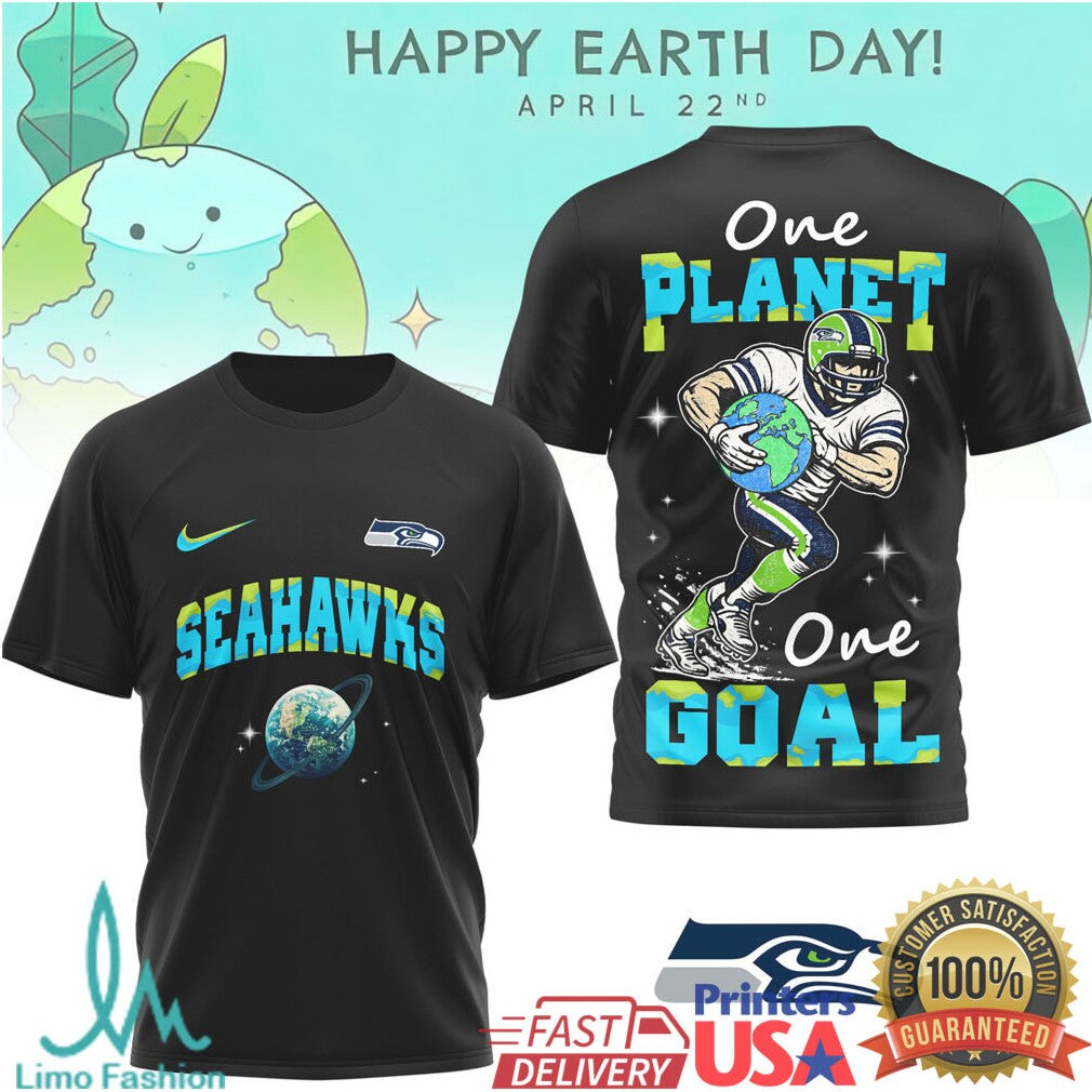 Seattle Seahawks Earth Day One Planet One Goal Football T Shirt - Limotees LLC