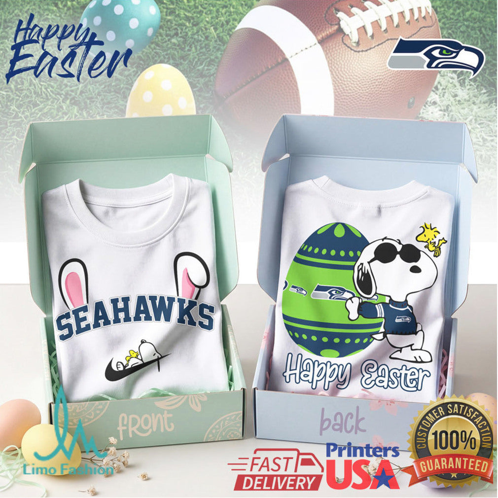 Seattle Seahawks Easter Snoopy Bunny Ears NFL Football T Shirt - Limotees LLC