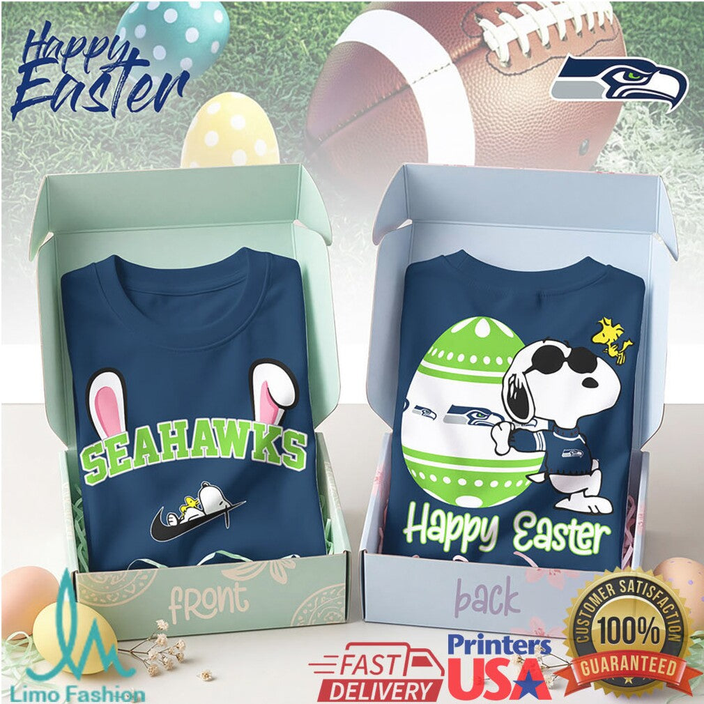 Seattle Seahawks Easter Snoopy Bunny Ears NFL Football T Shirt - Limotees LLC