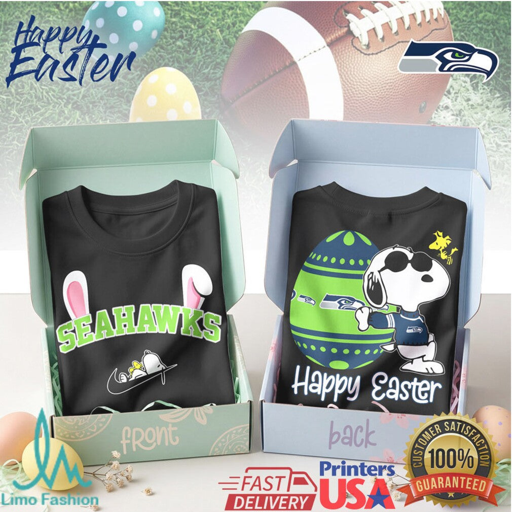 Seattle Seahawks Easter Snoopy Bunny Ears NFL Football T Shirt - Limotees LLC