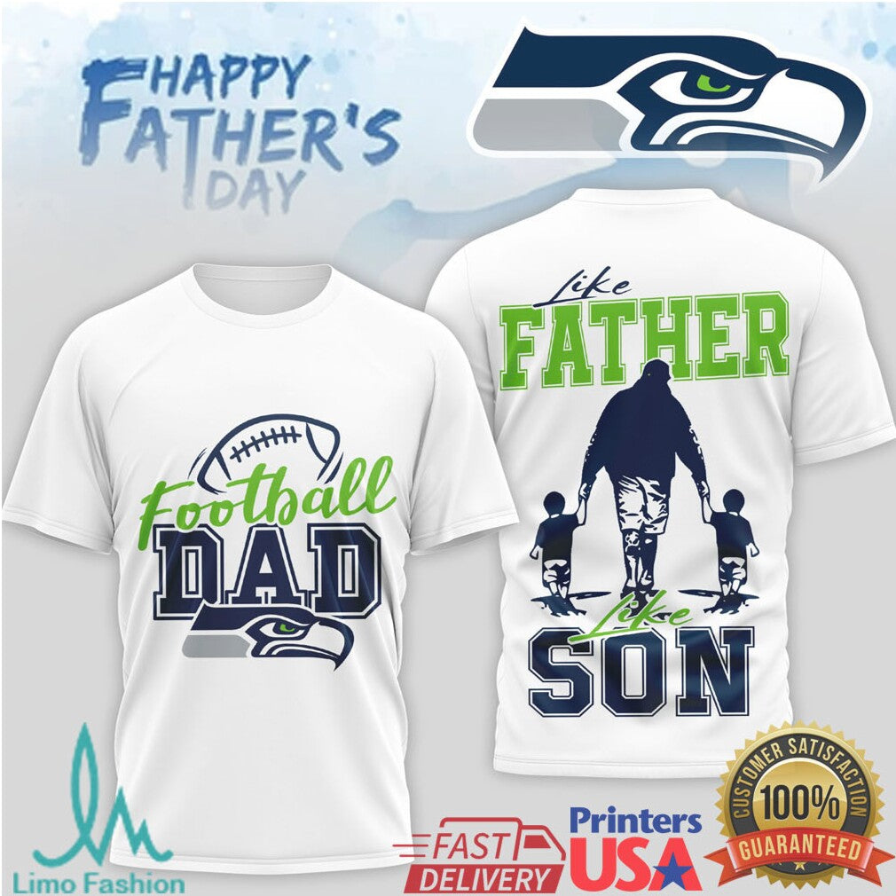 Seattle Seahawks Father's Day T Shirt Like Father Like Son Football Dad T Shirt - Limotees LLC