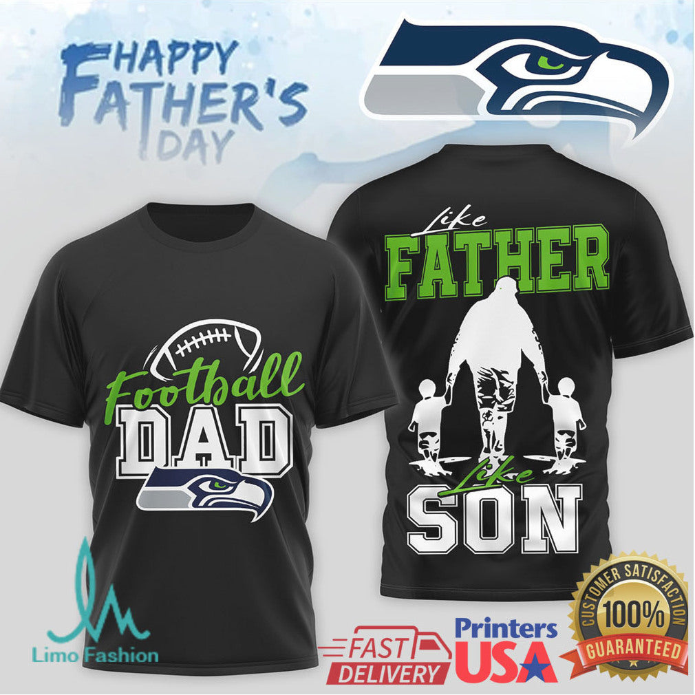 Seattle Seahawks Father's Day T Shirt Like Father Like Son Football Dad T Shirt - Limotees LLC