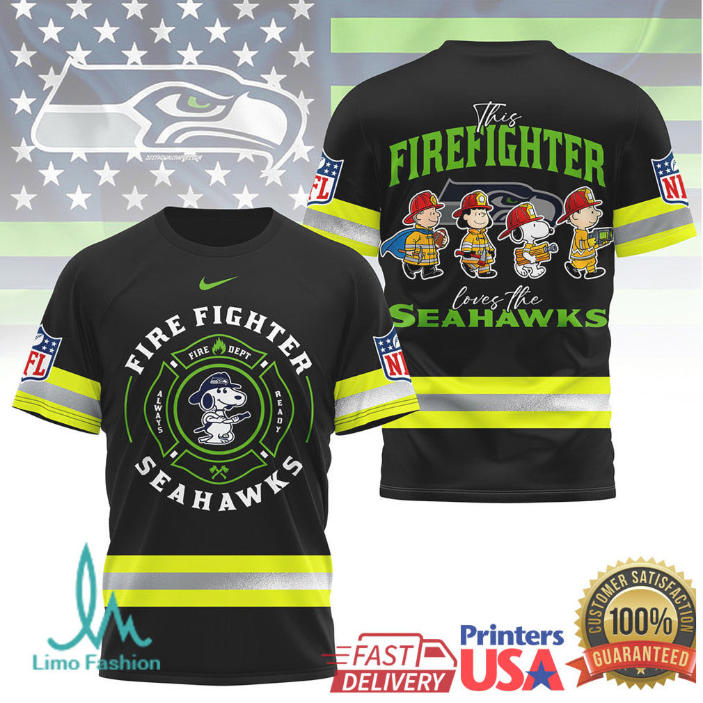 Seattle Seahawks Firefighter Peanuts Snoopy First Responder T Shirt - Limotees LLC