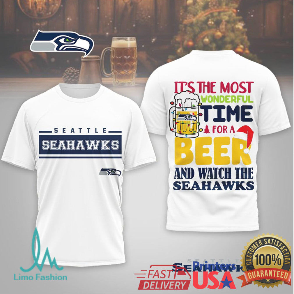 Seattle Seahawks Holiday Beer Mug Santa Hat Fan Shirt - Limotees LLC
