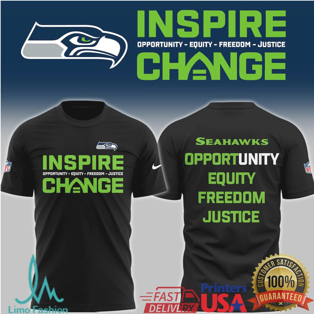 Seattle Seahawks “Inspire Change” Social Justice Performance T Shirt - Limotees LLC