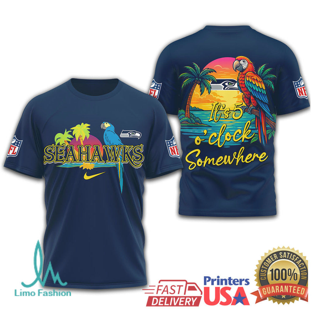 Seattle Seahawks Margaritaville It’s 5 O’Clock Somewhere Beach Shirt - Limotees LLC