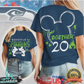 Seattle Seahawks Mickey Mouse Together Since 20XX Custom Football Couple T Shirt - Limotees LLC