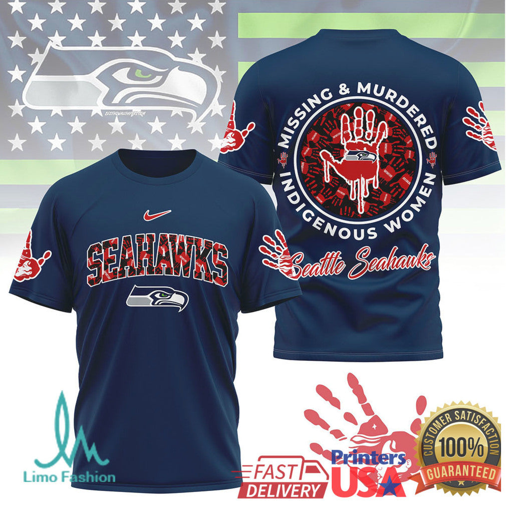 Seattle Seahawks Missing and Murdered Indigenous Women Awareness T Shirt - Limotees LLC