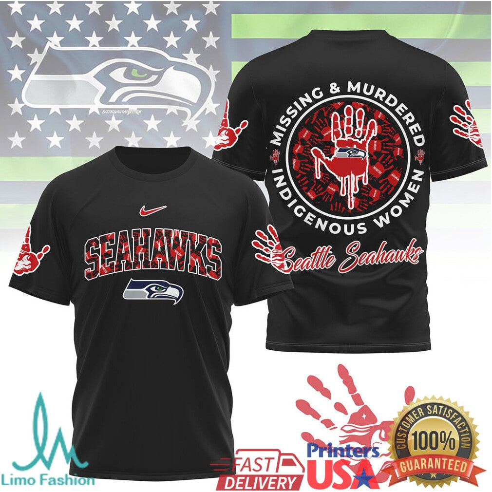 Seattle Seahawks Missing and Murdered Indigenous Women Awareness T Shirt - Limotees LLC