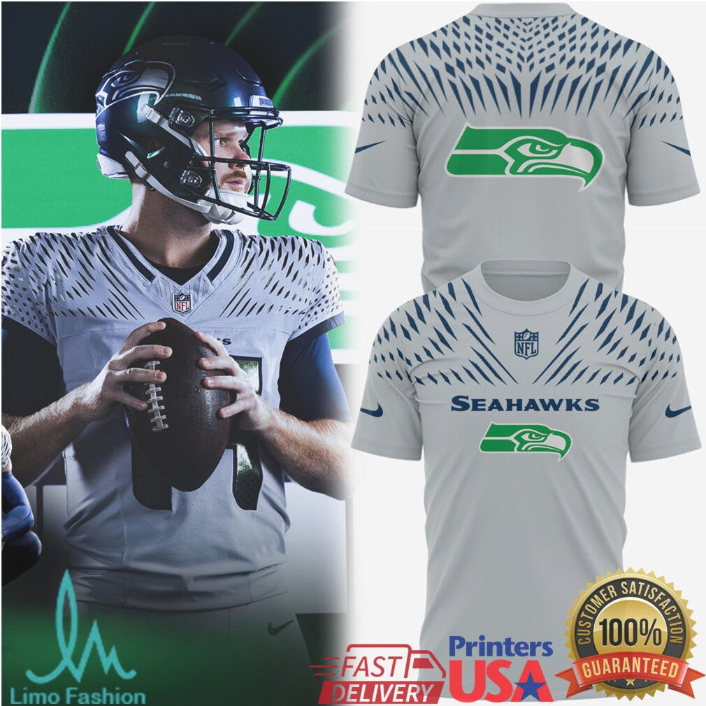 Seattle Seahawks Modern Feather Geometric Pattern Performance Shirt - Limotees LLC
