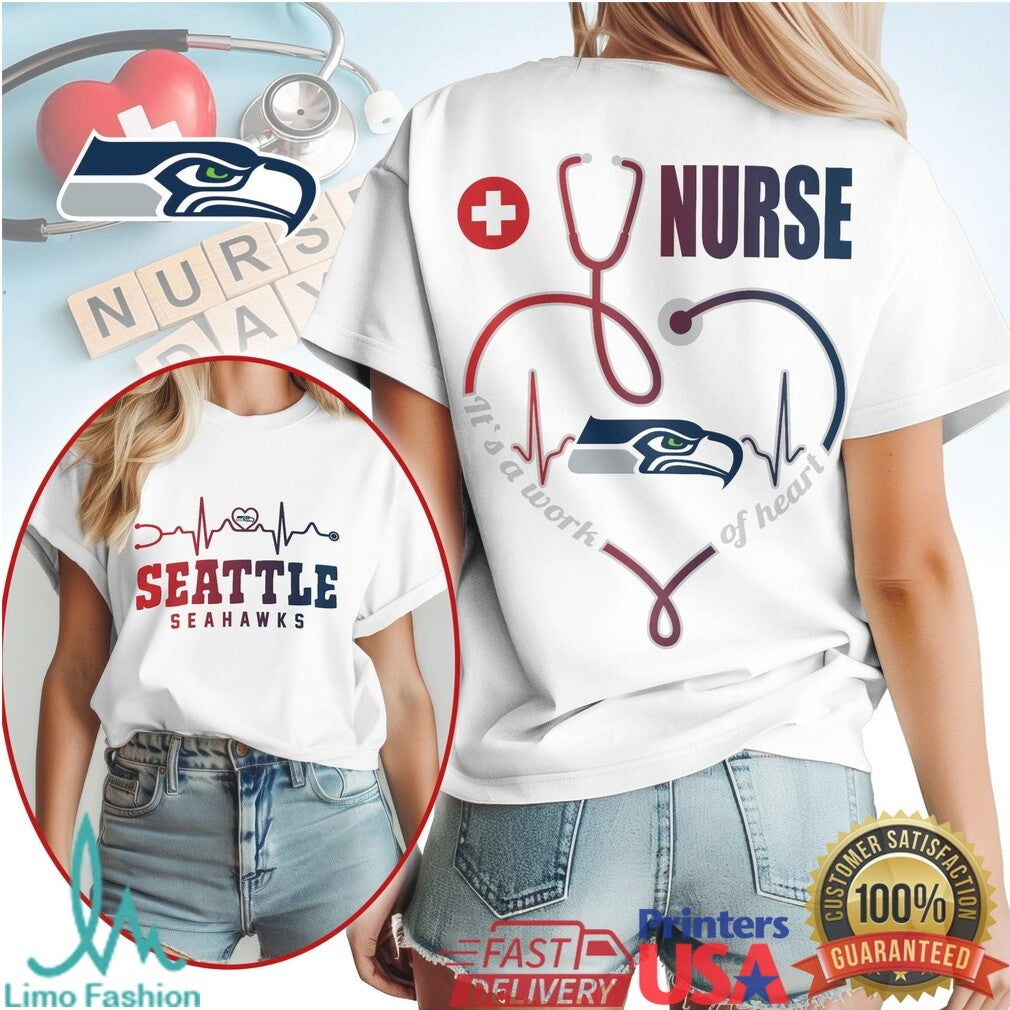 Seattle Seahawks Nurse T Shirt 12th Woman Nursing Work of Heart T Shirt