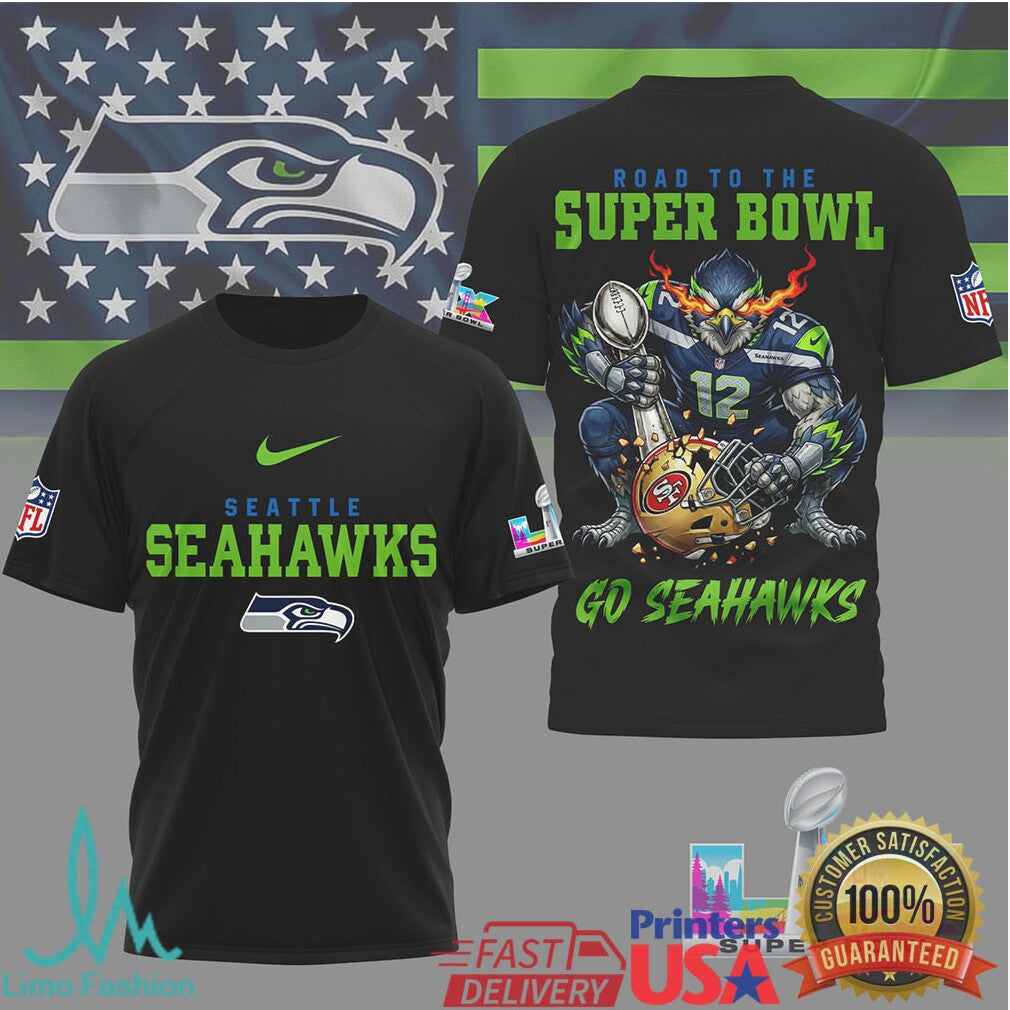 Seattle Seahawks Official Bad Bunny NFL Road To Super Bowl 3D Shirt - Limotees LLC