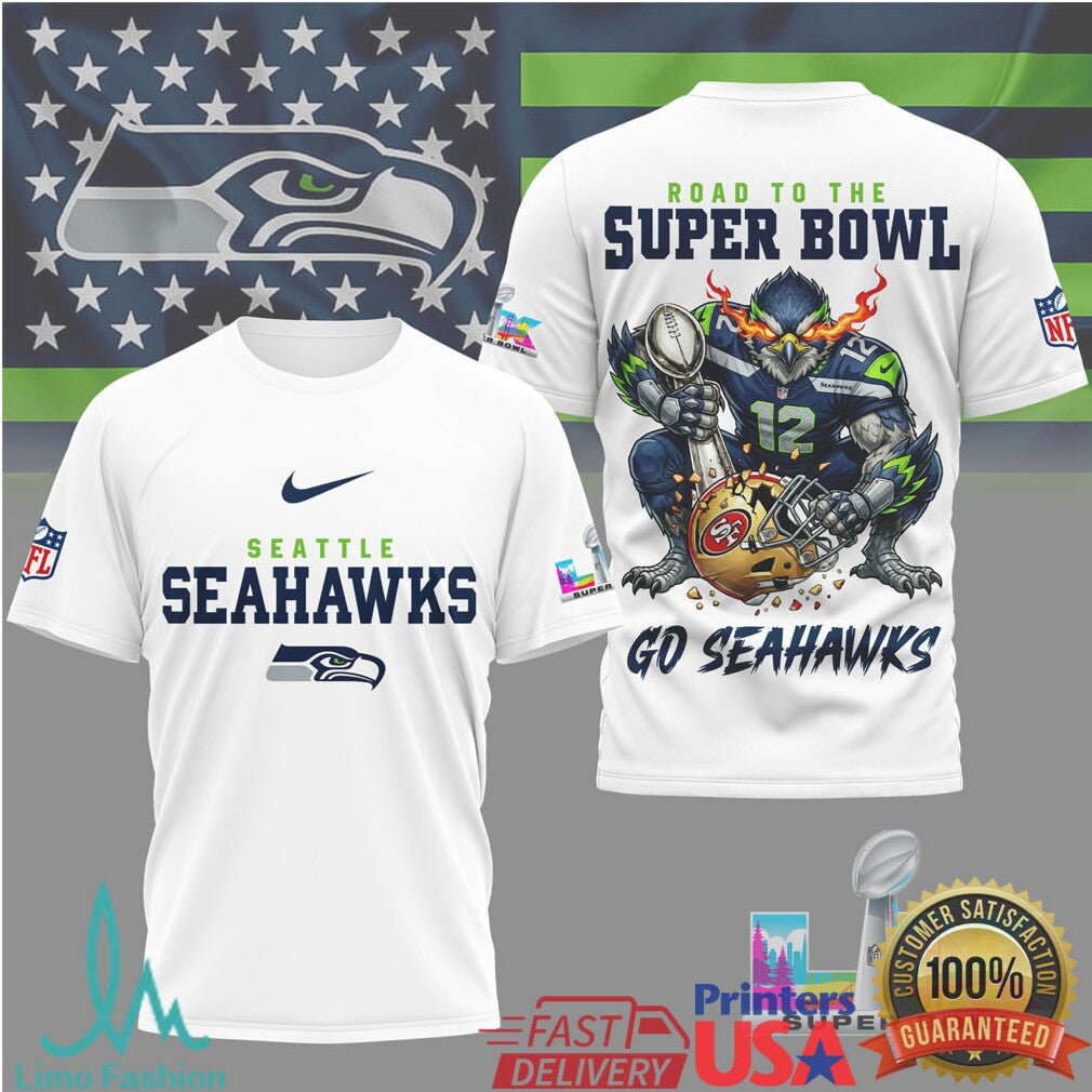 Seattle Seahawks Official Bad Bunny NFL Road To Super Bowl 3D Shirt - Limotees LLC