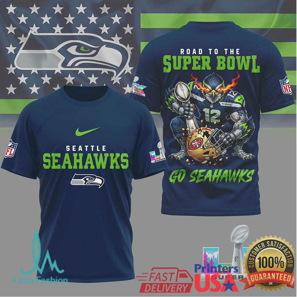 Seattle Seahawks Official Bad Bunny NFL Road To Super Bowl 3D Shirt - Limotees LLC