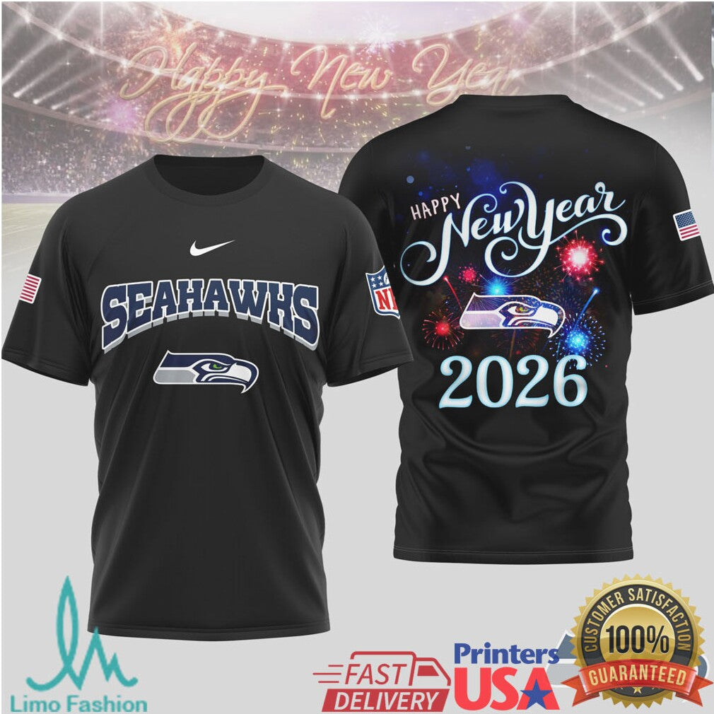 Seattle Seahawks Official NFL Happy New Year 2026 3D Shirt