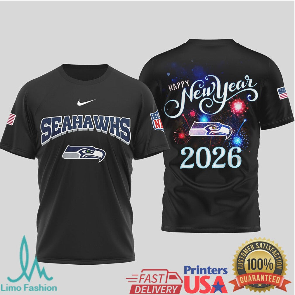 Seattle Seahawks Official NFL Happy New Year 2026 3D Shirt