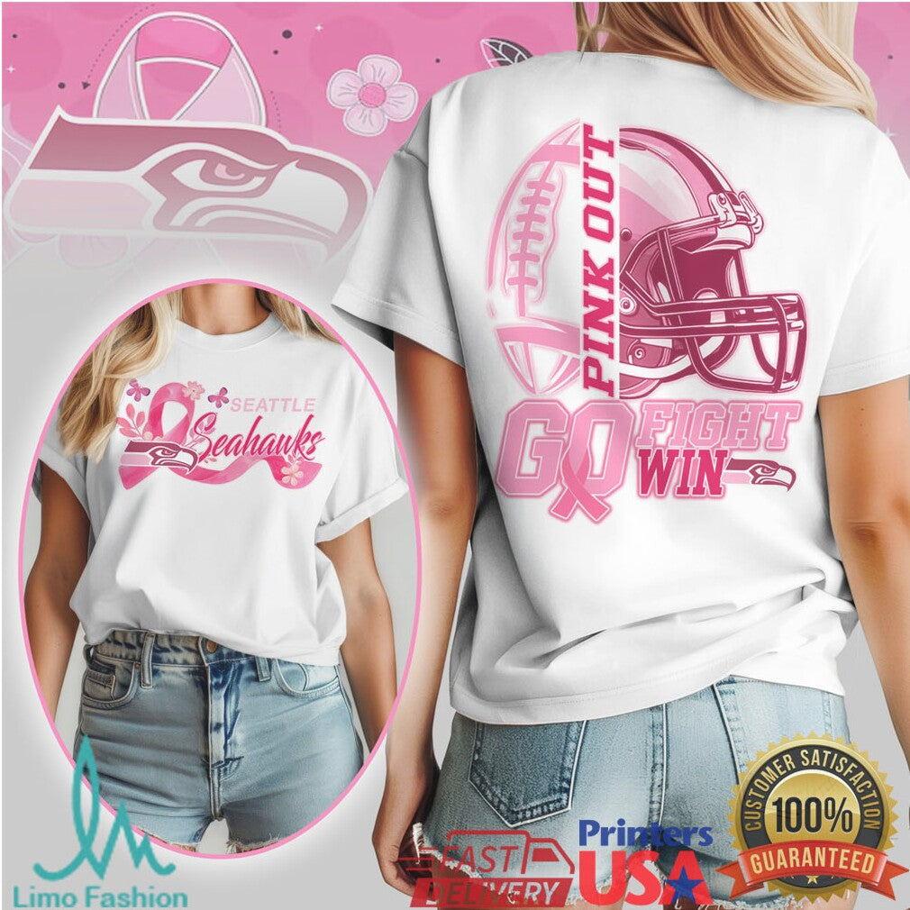 Seattle Seahawks Pink Out Breast Cancer Awareness Football Fan T Shirt - Limotees LLC
