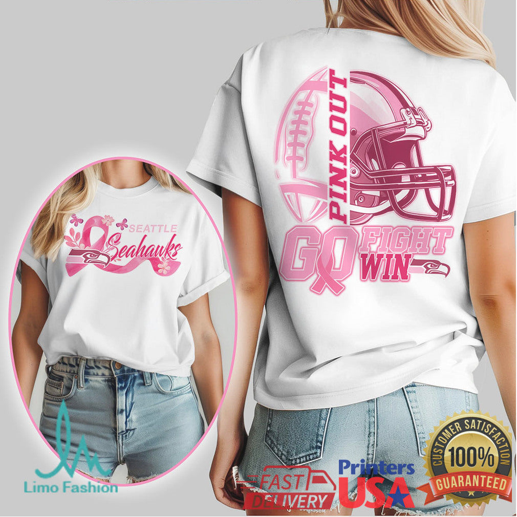 Seattle Seahawks Pink Out Breast Cancer Awareness Football Fan T Shirt - Limotees LLC