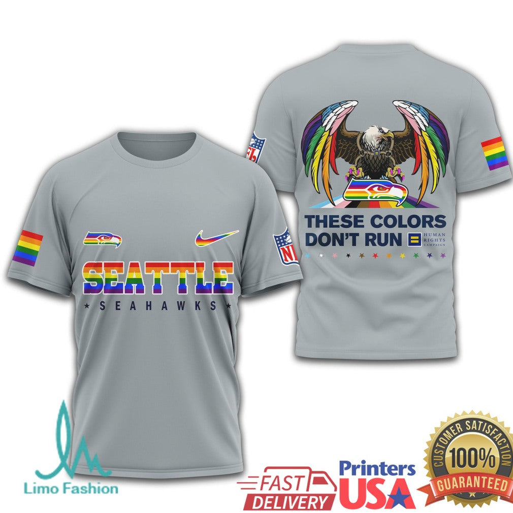 Seattle Seahawks Pride Gear Rainbow Logo These Colors Don't Run T Shirt - Limotees LLC