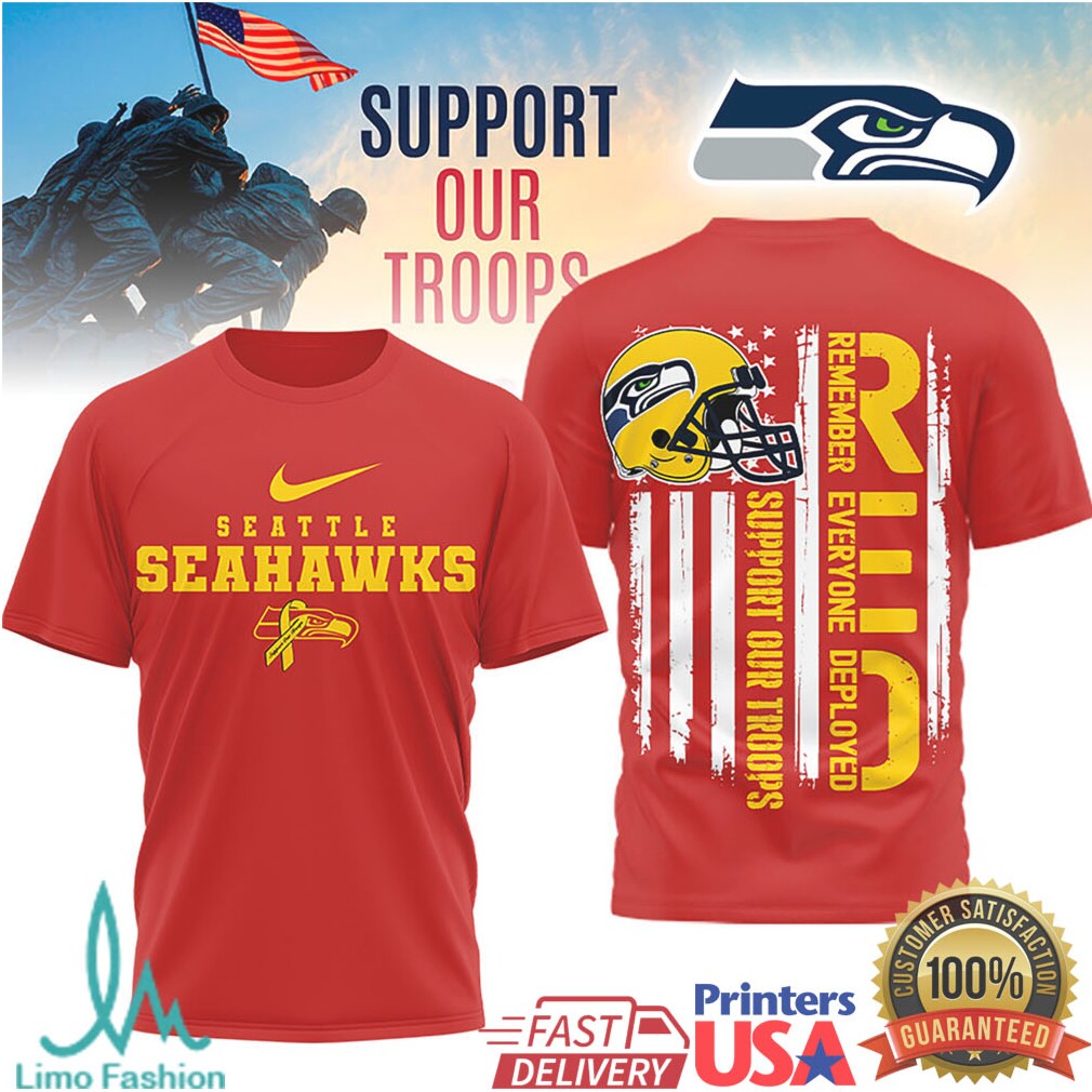 Seattle Seahawks RED Support Our Troops Military Appreciation T Shirt - Limotees LLC