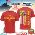 Seattle Seahawks RED Support Our Troops Military Appreciation T Shirt - Limotees LLC