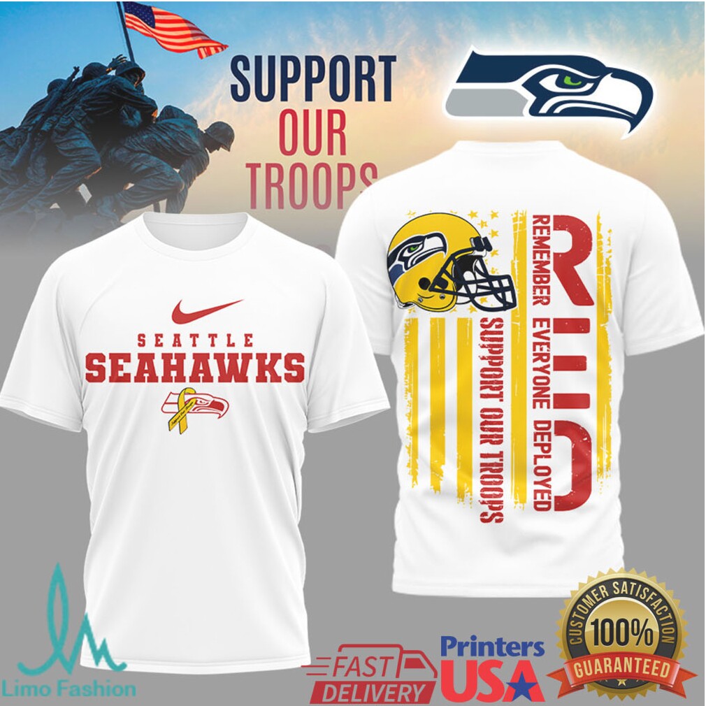 Seattle Seahawks RED Support Our Troops Military Appreciation T Shirt - Limotees LLC