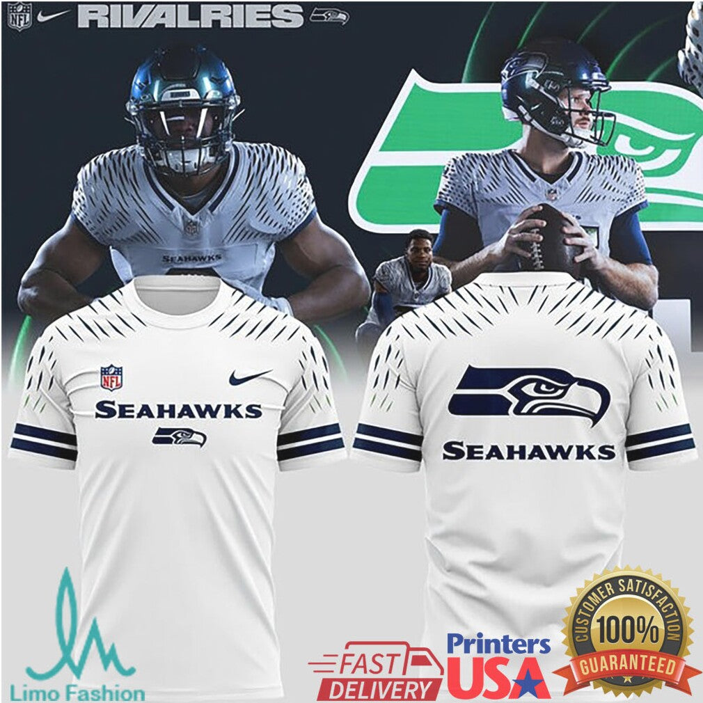 Seattle Seahawks “Rivalries” White Patterned Performance Tee and - Limotees LLC