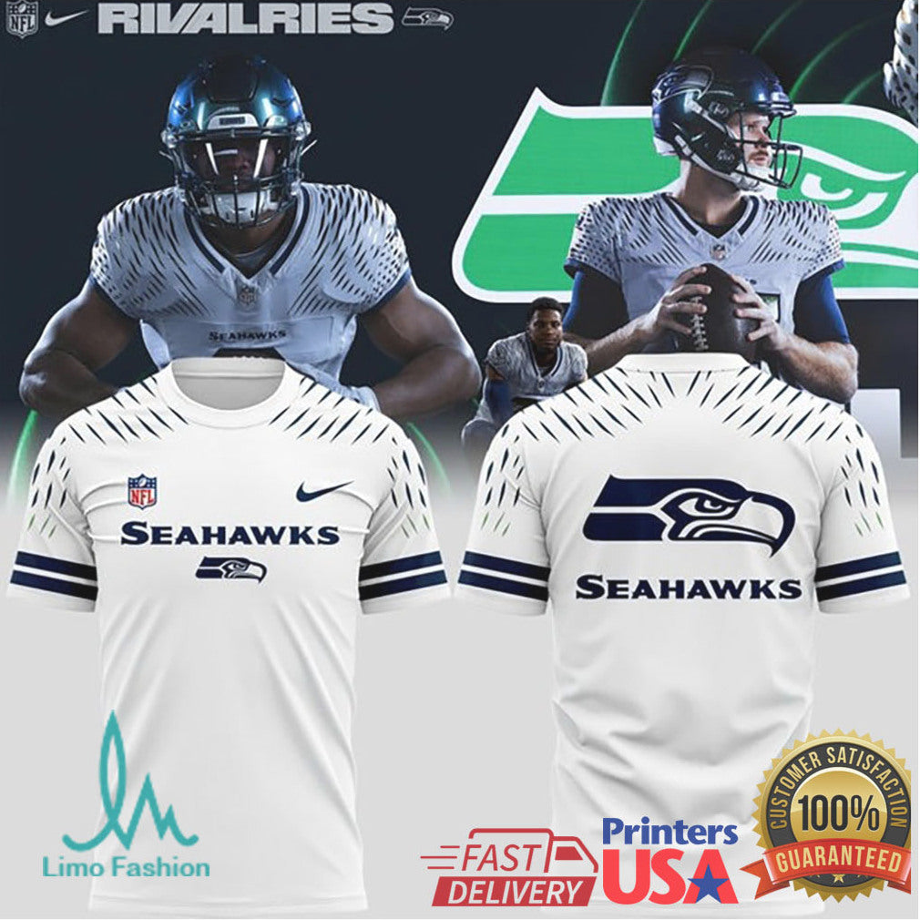 Seattle Seahawks “Rivalries” White Patterned Performance Tee and - Limotees LLC