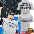 Seattle Seahawks “SEA 1976” Legacy NFC Champions Grey Graphic Hoodie & Tee - Limotees LLC