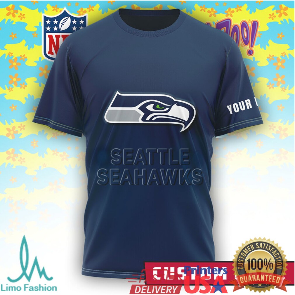 Seattle Seahawks Scooby Doo Shaggy Crossover Custom Name Navy T Shirt - Limotees LLC