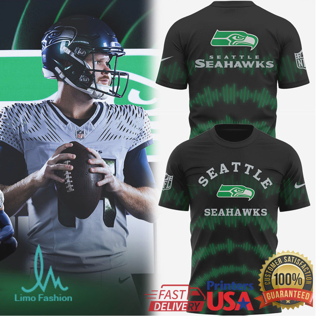 Seattle Seahawks Soundwave Design Black & Green Hoodie and Tee - Limotees LLC