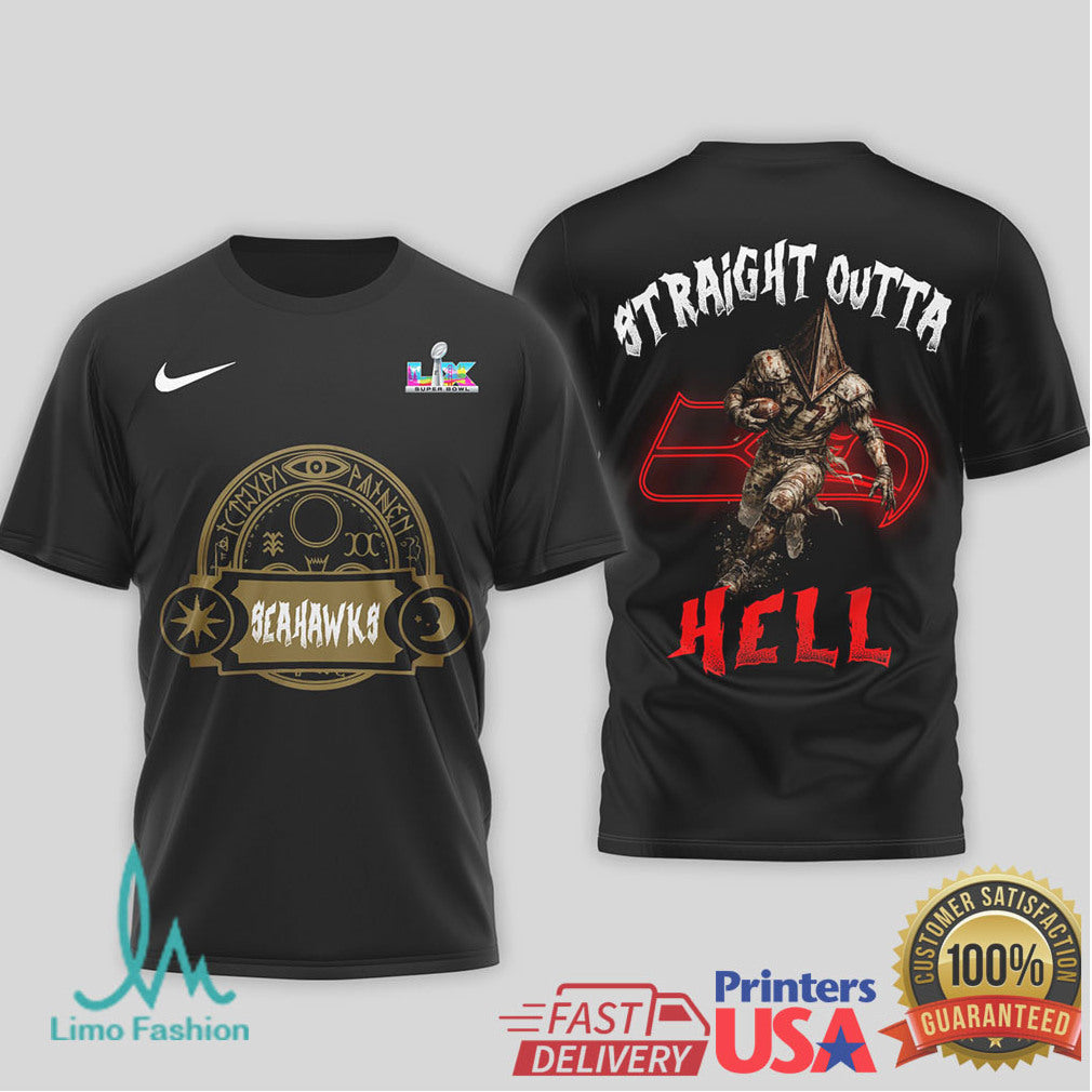 Seattle Seahawks Straight Outta Hell Horror Theme Football Fan T Shirt - Limotees LLC