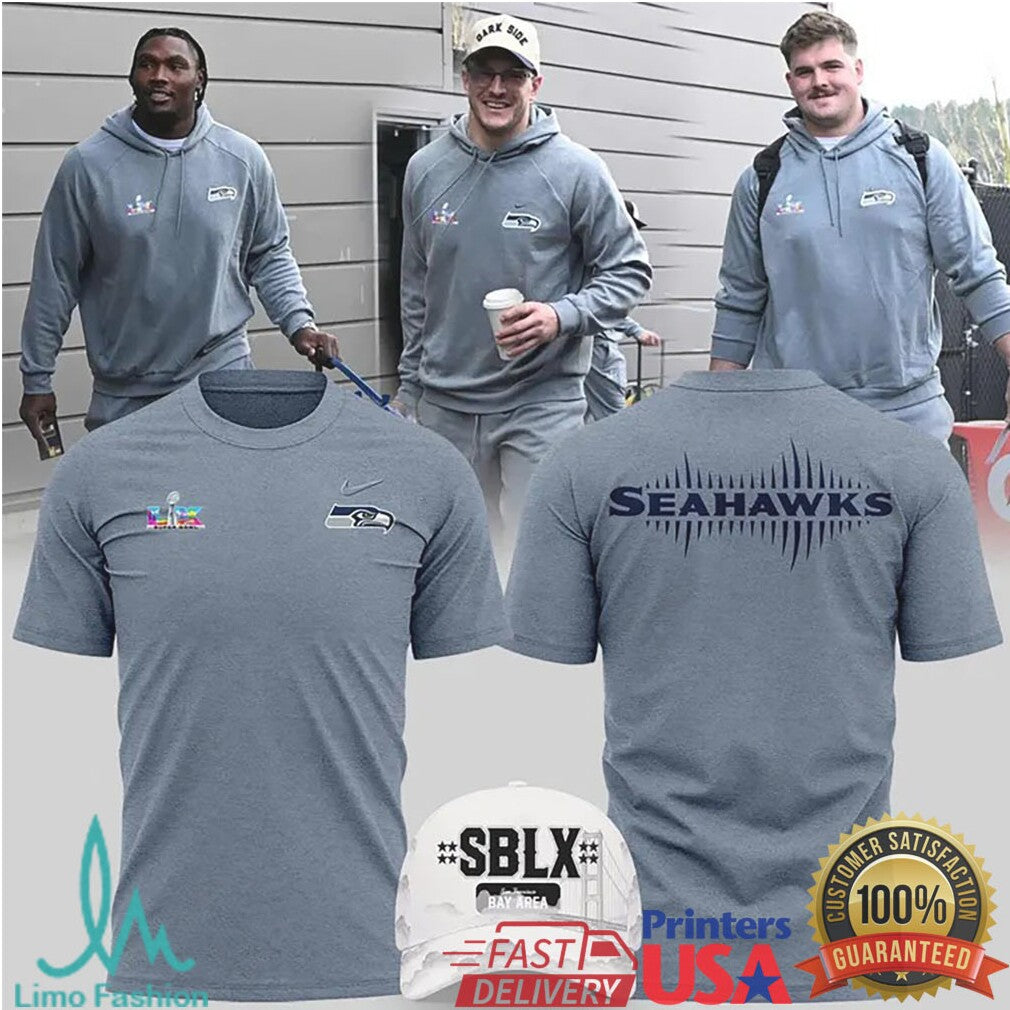 Seattle Seahawks Super Bowl LIX Bound Grey Team Apparel Tee & Hoodie - Limotees LLC