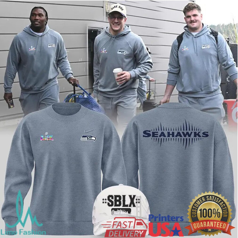 Seattle Seahawks Super Bowl LIX Bound Grey Team Apparel Tee & Hoodie - Limotees LLC