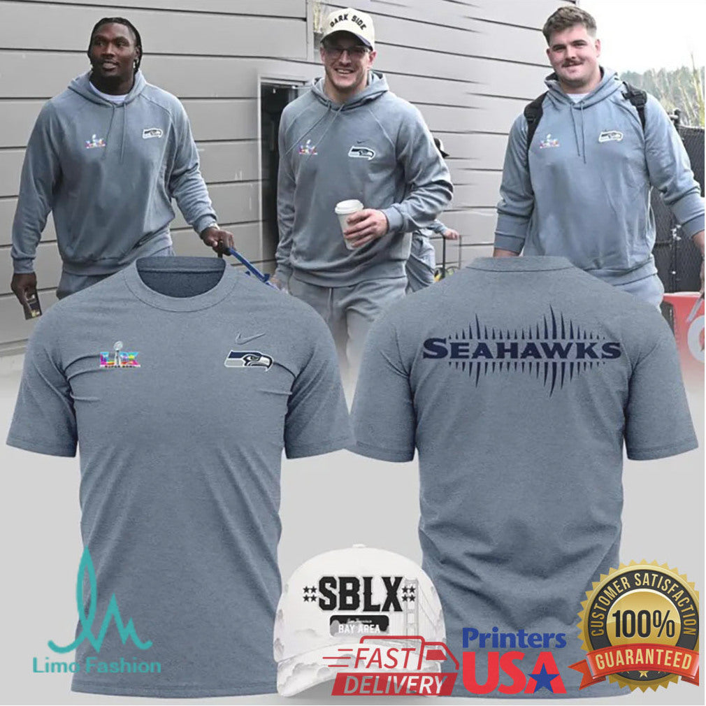 Seattle Seahawks Super Bowl LIX Bound Grey Team Apparel Tee & Hoodie - Limotees LLC
