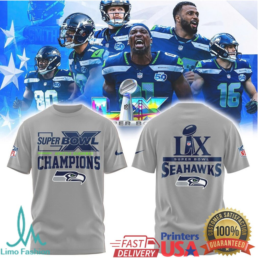Seattle Seahawks Super Bowl LIX Gold Champions Logo Minimalist Apparel - Limotees LLC